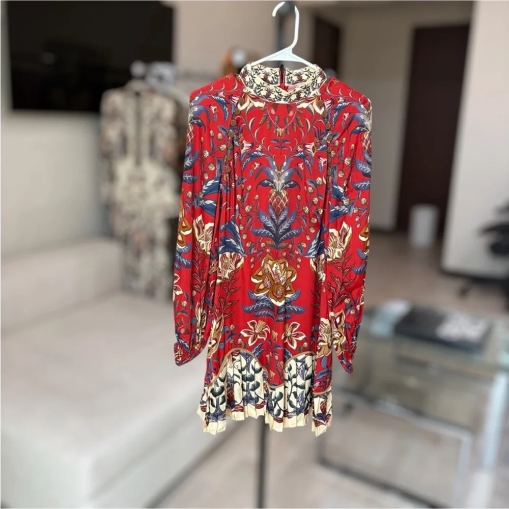 Farm Rio: Red Winter Breeze Lenzing Viscose Mini Dress - Picture 3 of 13